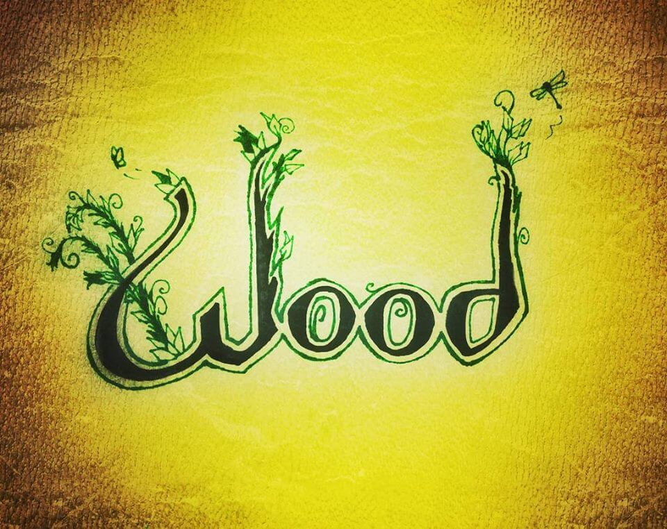 Illustrated text of the word "Wood" for Animal Kingdom game